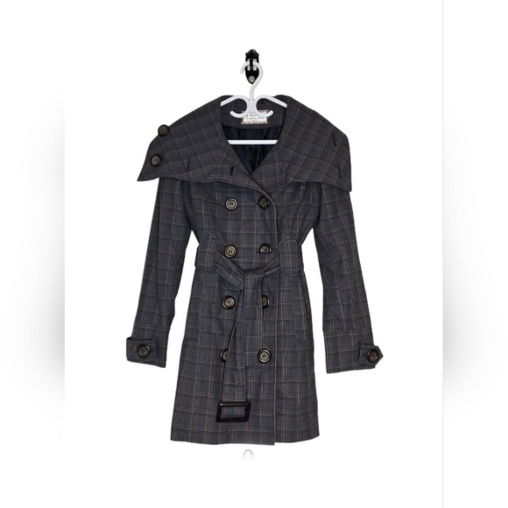 Tweed Cotton Lined Corpcore Preppy Spring Academia Trench Coat Jacket Size M